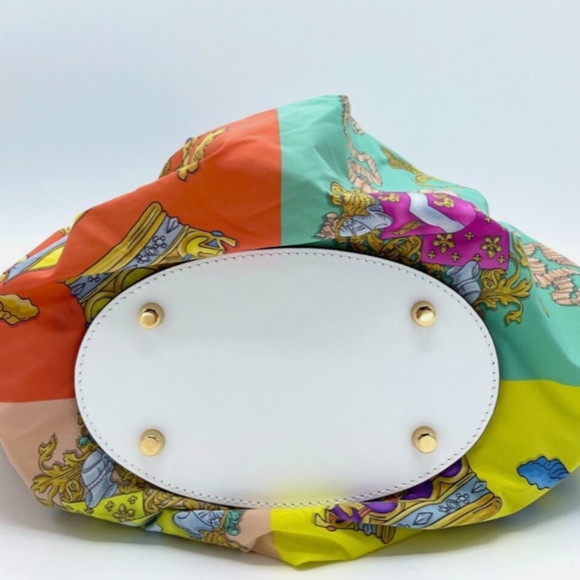 Versace *Rare* La Medusa Multicolor Scarf Woven Palm Tote w/ Crossbody Strap - Picture 5 of 16